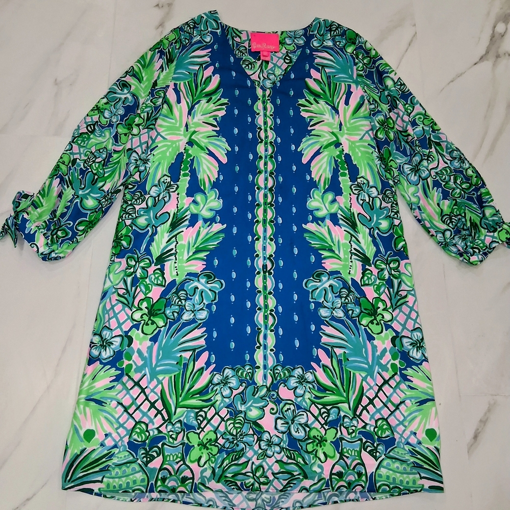 Lilly Pulitzer Blue and Green Tropical Dress